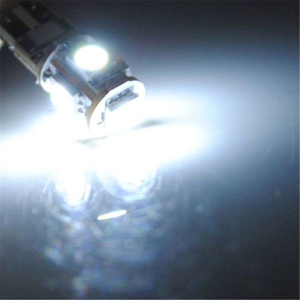 10 stk. fejlfri Canbus T10 194 168 W5W 501 5050 5 LED SMD hvide sidelyspærer