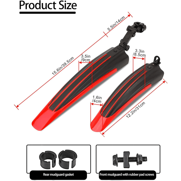 Pyörän lokasuojat edessä ja takana säädettävät, helposti asennettavat, sopivat 20"/22"/24"/26"/701cc MTB BMX-maatiepyörälle