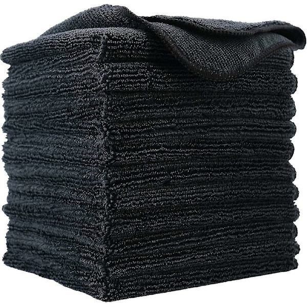 Ensiluokkainen mikrokuituliina 30 x 30 cm (12 kpl) (musta)