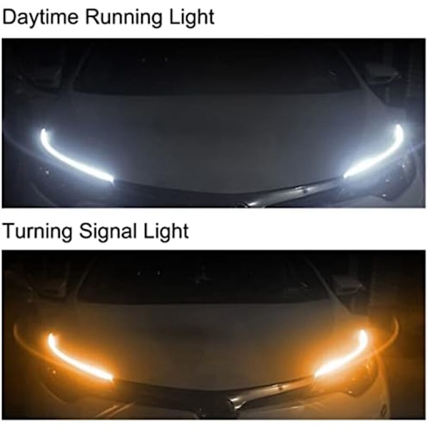 LED-lyslist for bil, hvitt blinklys, gult lys, kjørelys, vanntett for SUV-lastebil, 24 tommer, 2 stk