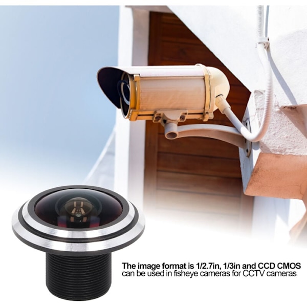 CCTV-kit, 1,8 mm Fisheye-objektiv 5MP Liten Silver Edge Nätverksövervakningskameraobjektiv (CW-BL1820-5MP-1-silver edge)-