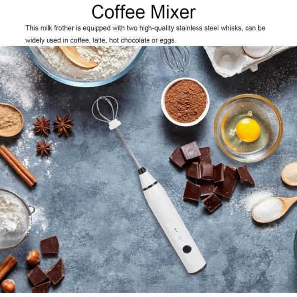 Liten elektrisk visp, USB-laddning Mini Frother Handhållen mjölkskummare Mixer för kaffe Latte Varm choklad(Vit)