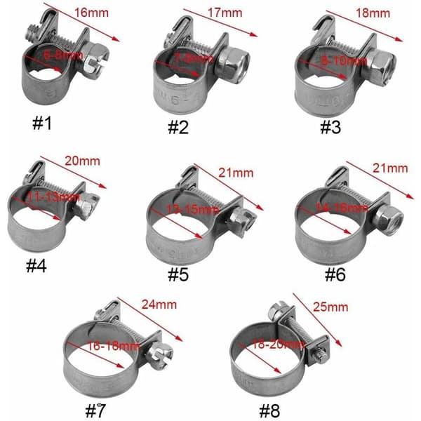 10 stk Mini Sanitære Klemmer 304 Rustfritt Stål (13-15mm)