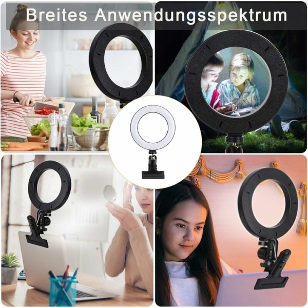 Rengasvalo, videonvalo, himmennettävä minikokouksen videoneuvottelu kannettava tietokone etätyöhön, etäopetukseen, Zoom-puheluvaloon-