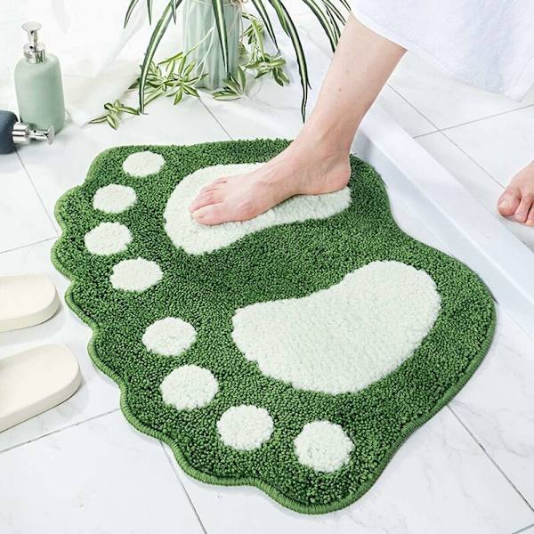 Halkskyddande absorberande matta för badrum, dusch, sovrum. Maskintvättbar mjuk mikrofiber badrumsmatta (grön, 19 x 26 tum)