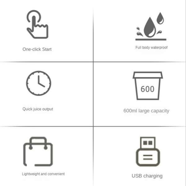 Kannettava tehosekoitin 600ML Sähkömehuhedelmätehosekoittimet 4000MAh USB-ladattava smoothie-minitehosekoitin kotiin ja matkoille - valkoinen