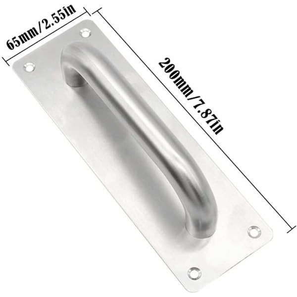 1 stk. Glidskabsgreb i rustfrit stål, firkantet, 200mm x 65mm x 1.2mm, aluminiumlegering med skruer