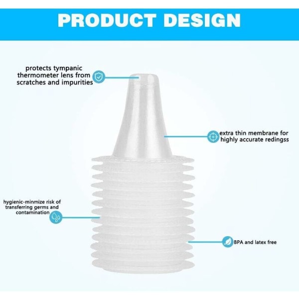 Örontermometer, utbytbart skyddande lock, 100 st digital termometer ersättningslock, Sunny
