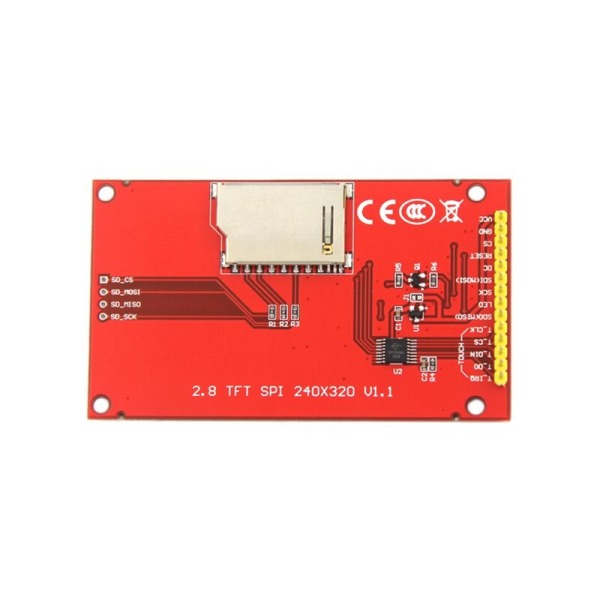 2,8 tuuman sarjallinen 240x320 SPI TFT LCD -moduulin näyttöpaneeli, ohjainvapaa painalluspaneeli IC ILI9341 MCU:lle