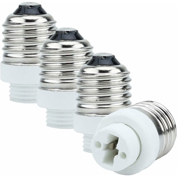 4x Lampesokkeladapter E27 til G9 i HVIT - Sett med 4 reformat lampesokkelomformere for glødepærer, LED, halogen, energisparende lamper