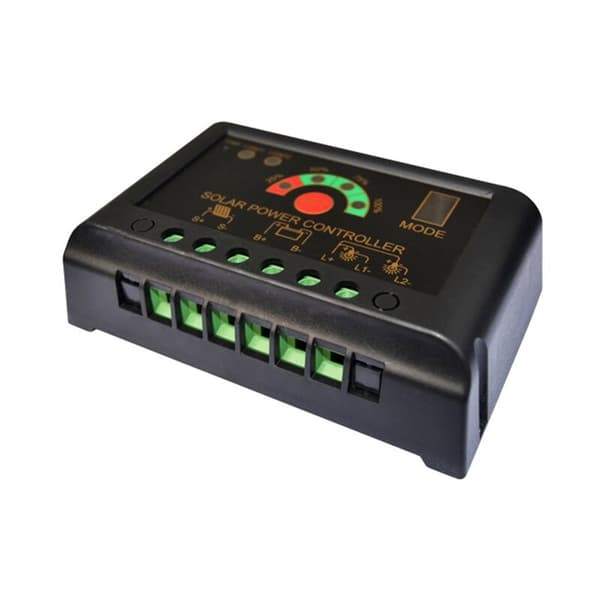 Strømforsyning 12/24V Auto 20A Solcellelader LED-skjerm Solcellepanel Batterilading for Solcellekit Solcellelys