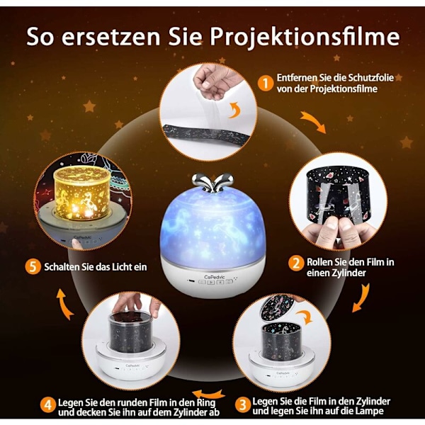 3-i-1 Barnprojektor Nattlampa, LED Bluetooth-högtalare Stjärnhimmelsprojektor 360° Rotationsbar Barnlampa med Fjärrkontroll för Sovrum
