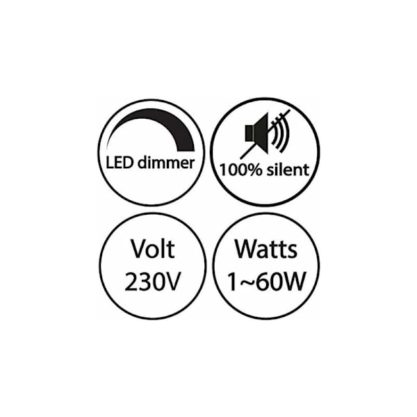 Ljusdimmer, roterande strömbrytare med 220-230V vit, tryckknapp för dimbara LED