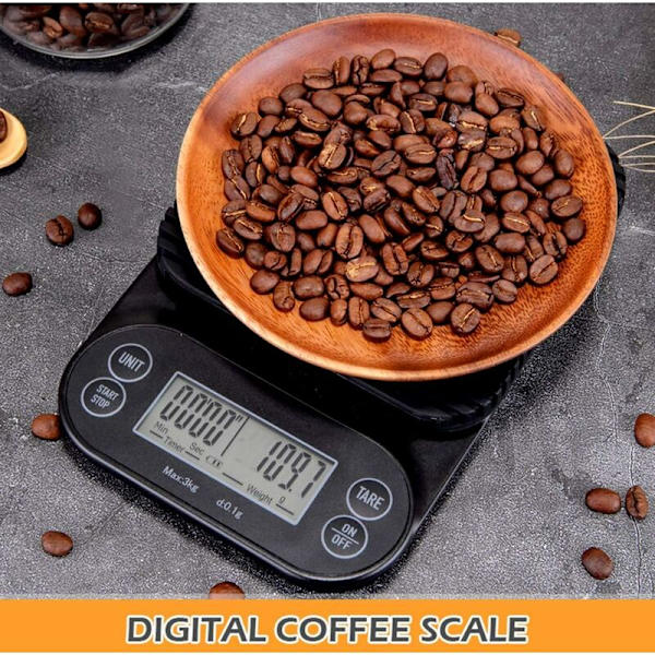 Digital kaffevåg, elektrisk köksvåg med LED-display Multifunktionell matkök precisionsvåg Pro 0,1g / 0,1 oz / 0,1 ML-