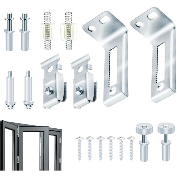18 Dele Skydedørs Reparationskit Foldbar Skydedørs Hardware Kit, Skabsskydedør, Opbevaringsfoldbar Dør Hardware Kit og Dør