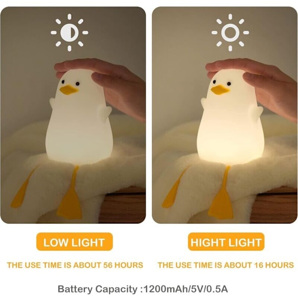LED Natlampe til Børn, Babyværelses Dekoration, Måge Sengelampe, Dæmpbar USB Silikon Lampe til Børn, Varmt Sove Lys