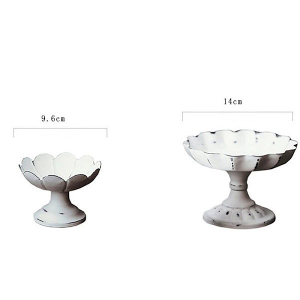 Metal serveringsbakke Display-plade Retro Hvid Dessert Frugt Kage Snack Høj Plade Hjemmefest Bryllupsdekor