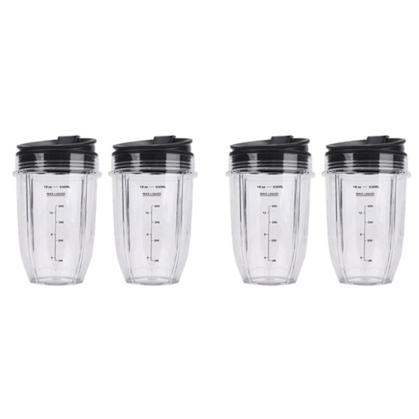 4 Ninja Blender-erstatningsbeger med lokk for Ninja Auto IQ BL480 BL642 BL450 BL682 BL480, BL490, BL640 BL680