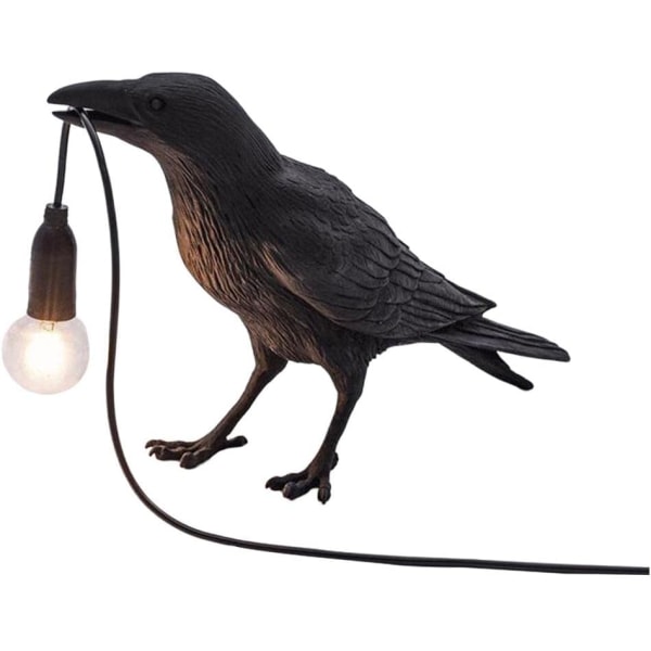 Lyxig fågel dekorativ kråklampa fågel bordslampa kreativ djur form lampa sovrum säng vägglampa dekorativ lampa - svart bordslampa