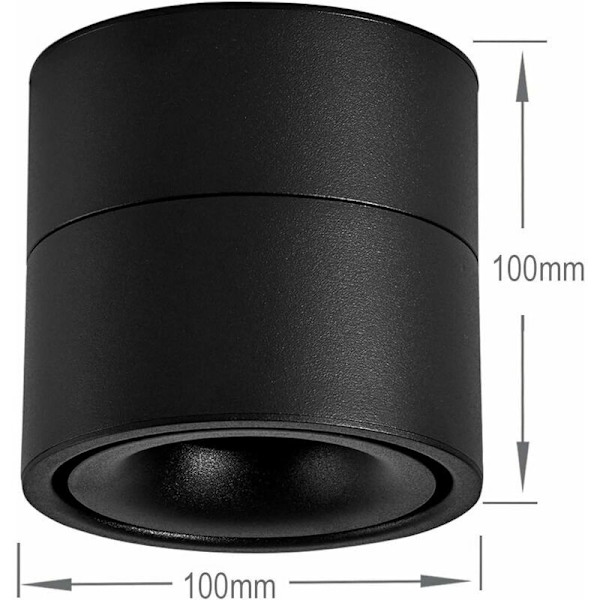 Sisätilojen 10W LED-spotit 360° säädettävä kattovalaisin/pinta-asennus COB-valaistus LED/10X10CM/alumiiniseinälamppu tai spotit (musta-400