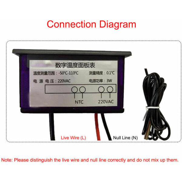 Verktyg Termometer ZFX-900 Inbyggd Temperaturindikator Smart Digital Temperaturdisplaypanel för Kylskåp Frys Kylrum, Svart-