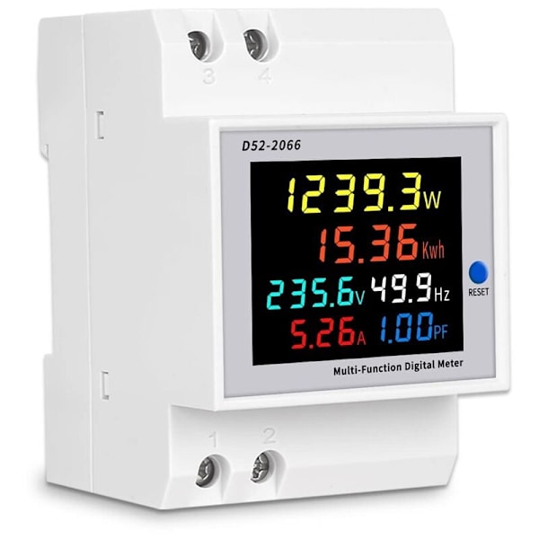 Digital enfaset AC 40-300V 100A Din-skinne 6 i 1 Voltmeter Amperemeter Watt Kwh Frekvensmåler 110V (indbygget CT)