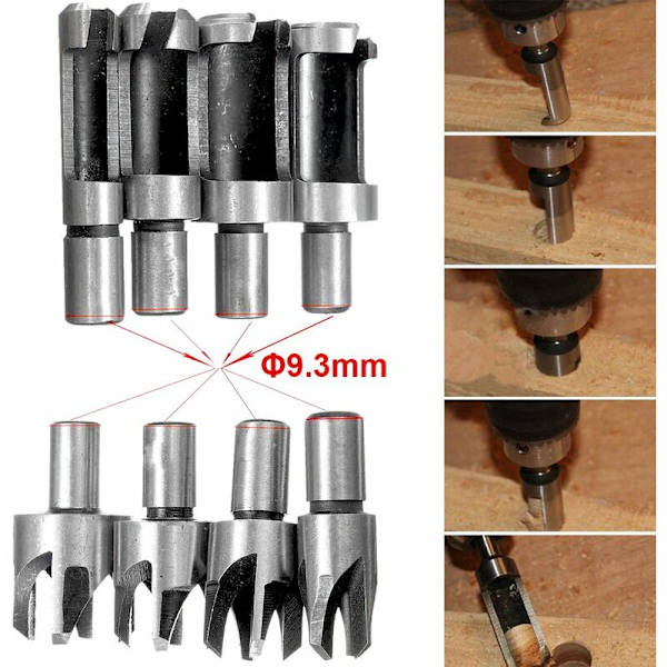 8 st HSS träpluggfräs Träskärverktyg Pluggborr Träpluggfräs Borr 6mm/10mm/13mm/16mm