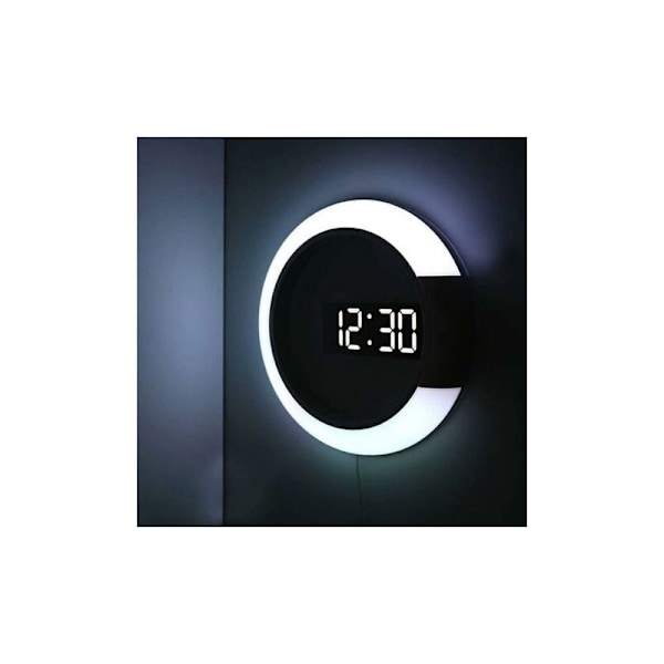 LED Vægur, Kreativ Moderne Stil Digitalt Ur, Alarmfunktion, Temperaturvisning (Hvid)
