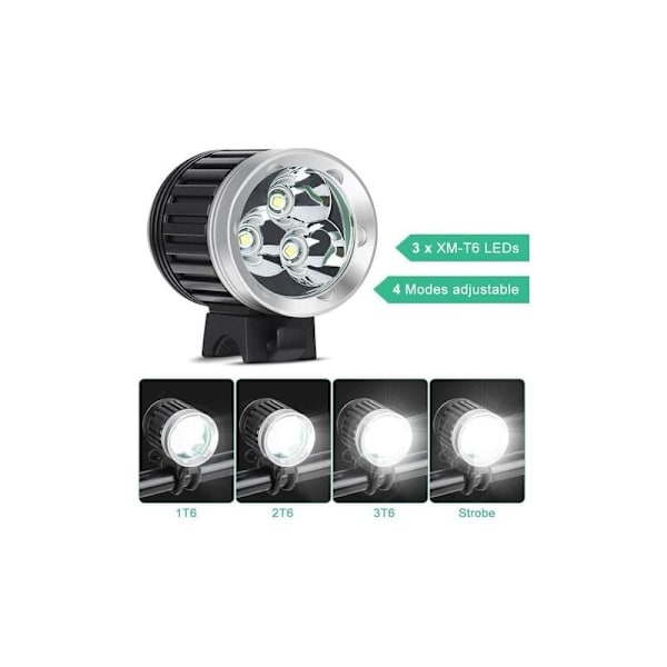 Kraftig LED MTB-lys Sykkellys MTB Sykkellys Oppladbar Vanntett LED Sykkelhodelykt 4000 LM 3 T6 CREE XM-L 4 Lysmodus + Litiumbatteri