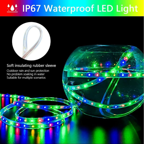 Solcellsdriven LED-remsa för utomhus, 5m 280 LED-lampor Solcellsdriven färgväxlande RGB LED-remsa med 8 ljuslägen IP67 Vattentät Dekorativ Sträng