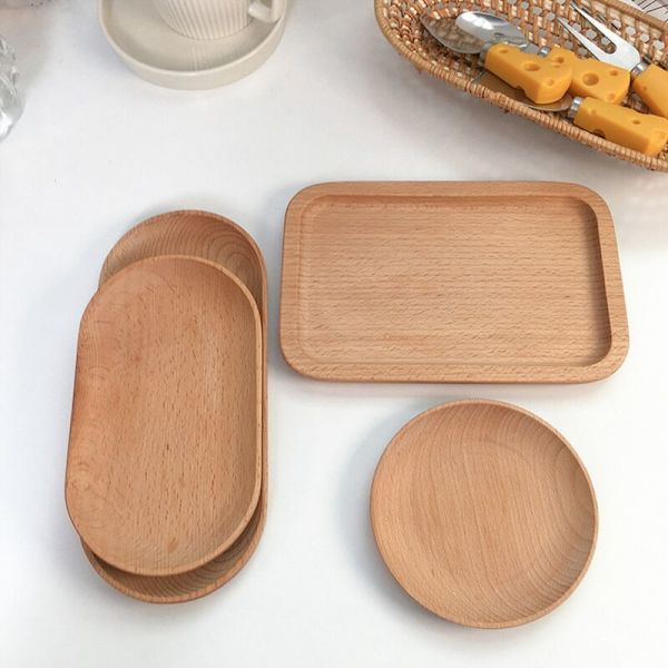 Japansk stil träbricka kaffe efterrätt bricka kakbricka 12CM