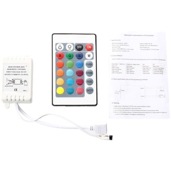 IR-boks 24-tasters fjernkontroll for RGB LED-lysstripe