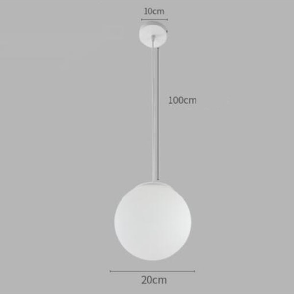 Pendel, ljuskrona Mjölkvit glaskula ljuskrona enkel och kreativ personlighet (utan ljuskälla, frostad modell 20cm)
