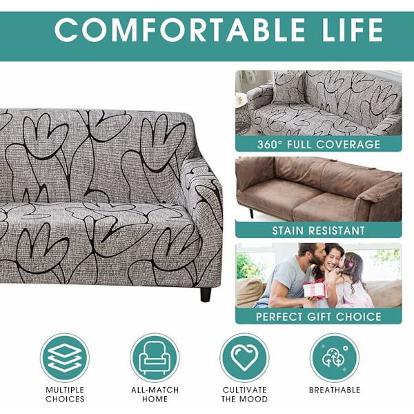 Polyester Sofa Betræk Sofa Betræk Elasticitet Stræk Sofa Beskytter Betræk, 1 Sæders Grå, Uden Pudebetræk