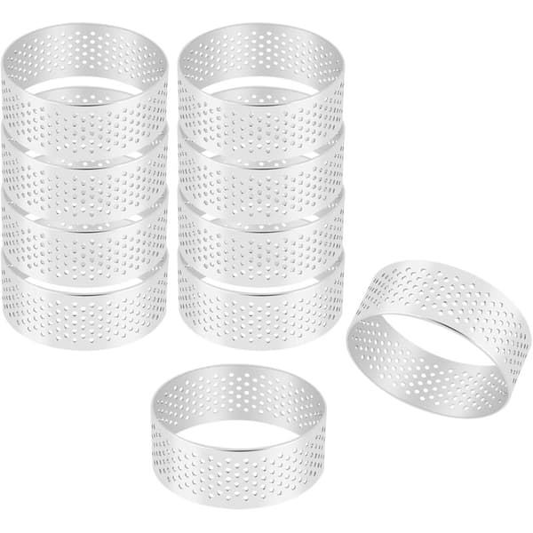 10 stk. 5 cm rustfrit stålkage mousse ringe, varmebestandige perforerede kagemousse ringe, runde ringe bage donut værktøjer
