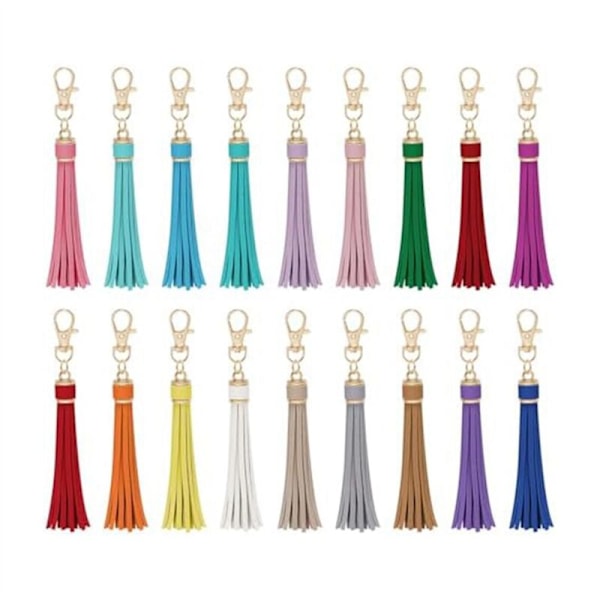 18 Pieces Artificial Leather Tassel Faux Leather Tassels Bulk Pompoms Keychain Leather Tassels for Handbag Keychain and Crafts