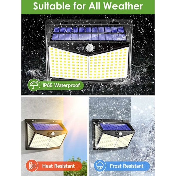 Solcellsdrivna Utomhuslampor, 208 LED Solcellsdrivna Utomhuslampor, 3 Lägen Rörelsesensor Utomhus Solcellsdrivna Lampor, IP65 Solcellsdrivna Utomhuslampor, Solcellsbelysning