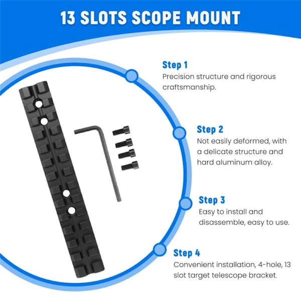 14cm Picatinny-kikkert / 13 slots kikkert skinne sort
