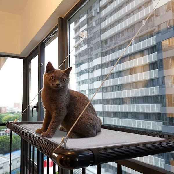 Kattfönsterhylla Hängmatta Säte, Katt Hängmattor Fönster, Mycket Robust Kattbädd för Inomhus Vila Säte Säkerhet