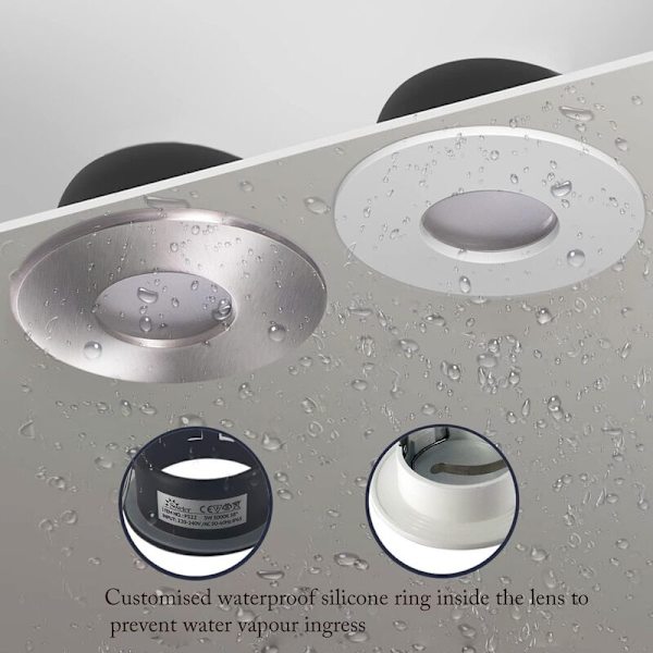 Sæt af 4 IP65 Vandtætte LED Indbyggede Spotlights, 5W 3000K Varmt Hvid Indbygget Spotlight til Badeværelse og Køkken Indbygget Loftbelysning Udskæring 68mm