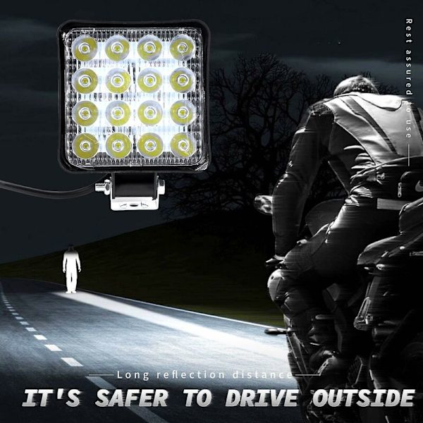 2 stk 48w 6000k LED Spot Beam Arbeidslys Lampe Traktor SUV Lastebil 4wd 12v 24v