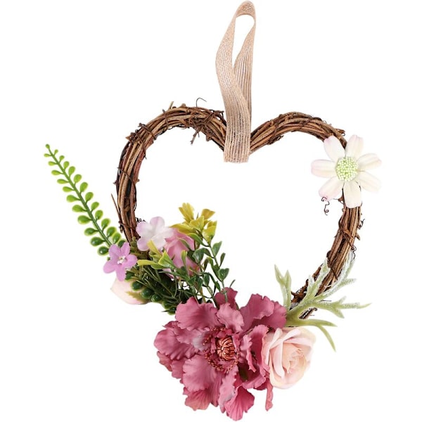 Konstgjord krans Blomdörrkrans med gröna blad Krans för ytterdörr Dekoration Bröllopsväggdekoration, Lotusros