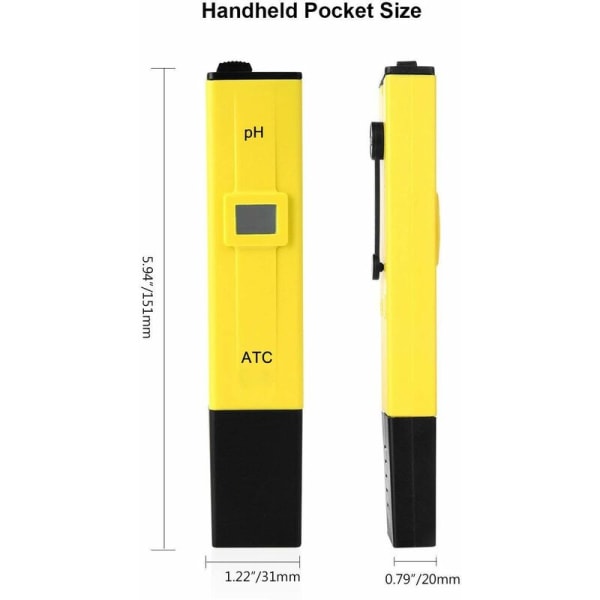 Digital PH-måler, Profesjonell Ph-tester, Elektrisk Digital Lomme PH-måler Vann Hydroponics Tester Pen med LCD-skjerm, Automatisk Kalibreringsfunksjon