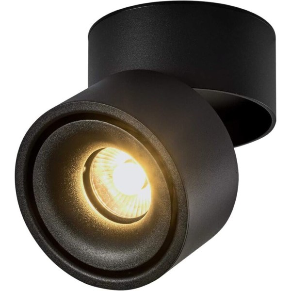 360 graders justerbar 10W LED-loftlampe / overflademonteret COB-belysning / 10x10cm / aluminiumvæglampe eller -spot 6000K sort