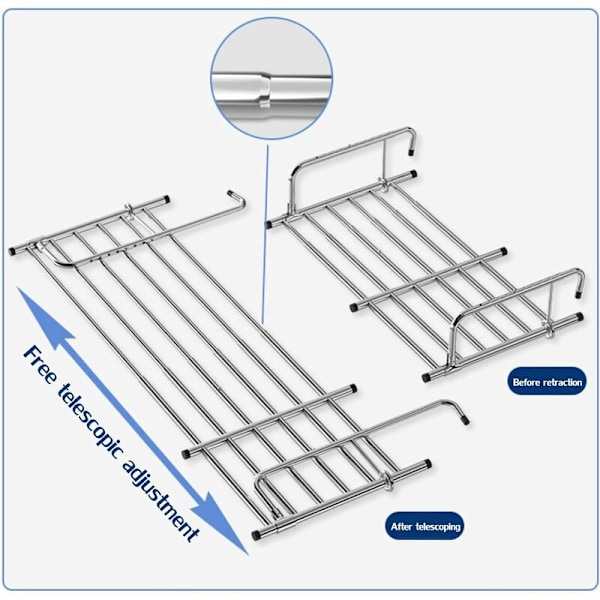 Hengende tørkestativ, sammenleggbart klesstativ, teleskopisk tørkestativ i rustfritt stål, 60-106 cm lengde, hengende tørkestativ for balkong