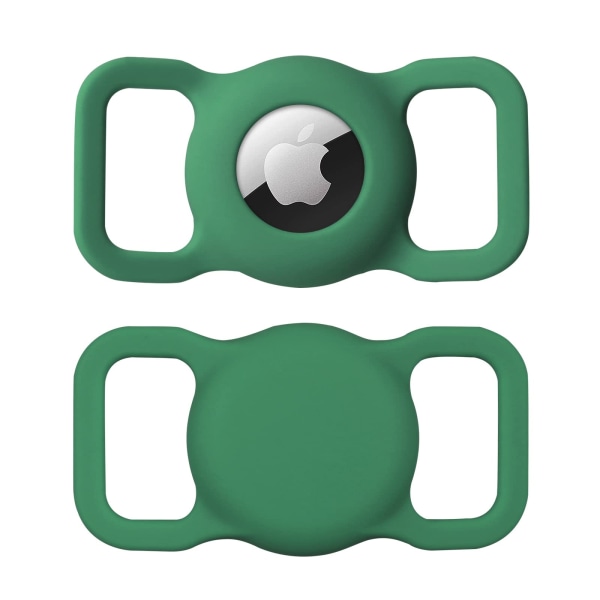 2-Pack Air Tag Hundehalsbånd Holder Kompatibel med Apple Airtag Tracker 1 Tommer, Anti-Lost og Vandtæt Airtag Cover Grøn
