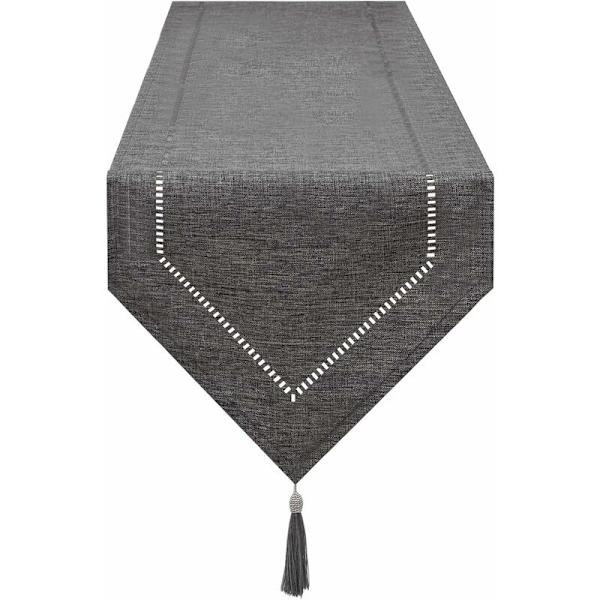 Grå Linne Bordlöpare 32 x 275 cm, Högkvalitativ Bordlöpare, Enfärgad Bordlöpare, Modern, Lätt att Sköta för Matbord, Kaffebord, Restaurang, De