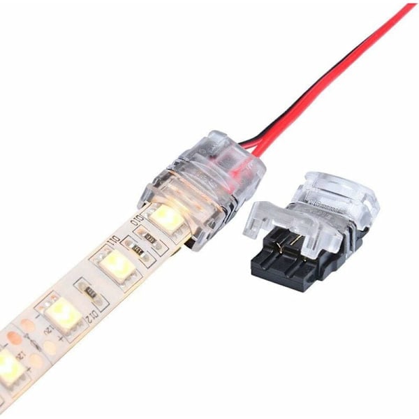 2-polet LED-Stripsforbindelse, Pakke med 10 2-polet LED-Stripsforbindelse til 10mm SMD 5050/3528 LED-Strips Enkeltfarvet Vandafvisende og Ikke-vandafvisende