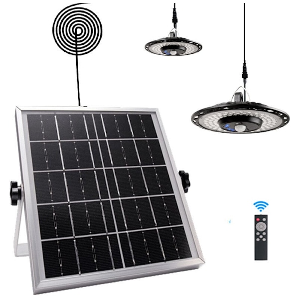 180 LED-lampor 1200LM Sollampa Utomhus Inomhus, 5 lägen, Hängande, Justerbar Solpanel, 5 Ljusstyrka med Fjärrkontroll, IP65 Vattentät LED-belysning