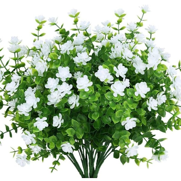 Kunstig plante, 10 stk små kunstige blomsterplanter, falske plast eukalyptusplanter innendørs utendørs for hjem kjøkken kontor